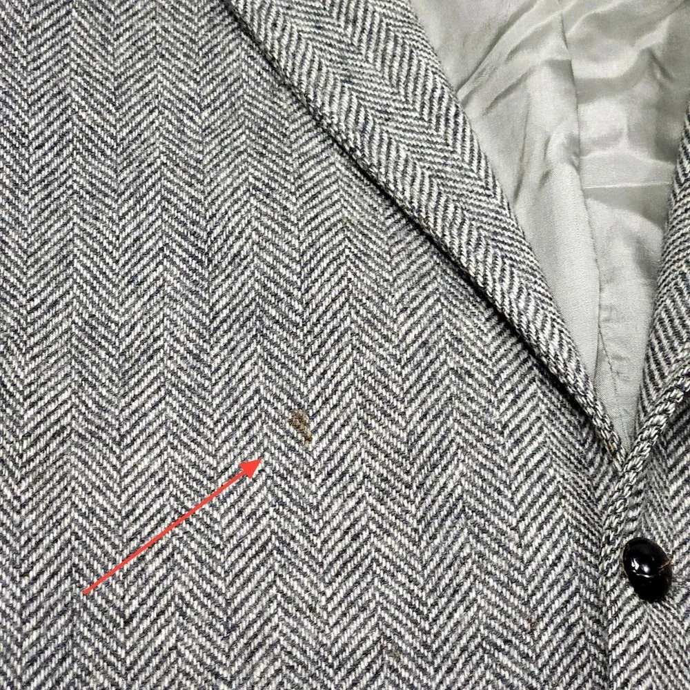 Vintage Herringbone Tailored US Sport Coat Co‎ 46R Wool Classic Heritage 80s USA